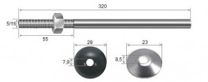 Haste Telha + Porca + Arruelas 5/16 x 320 R55 Inox-316 -10 peas